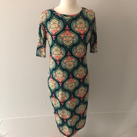 Lula Roe Knit Patterned Dress - Picture 2 of 8